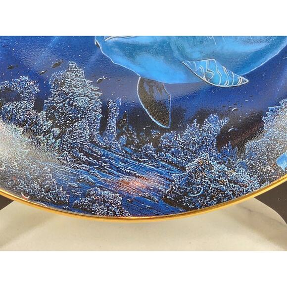 Underwater Paradise Chez Paul Dolphin Year 1991 Porcelain 8" Plate Wall Decor - Picture 9 of 14